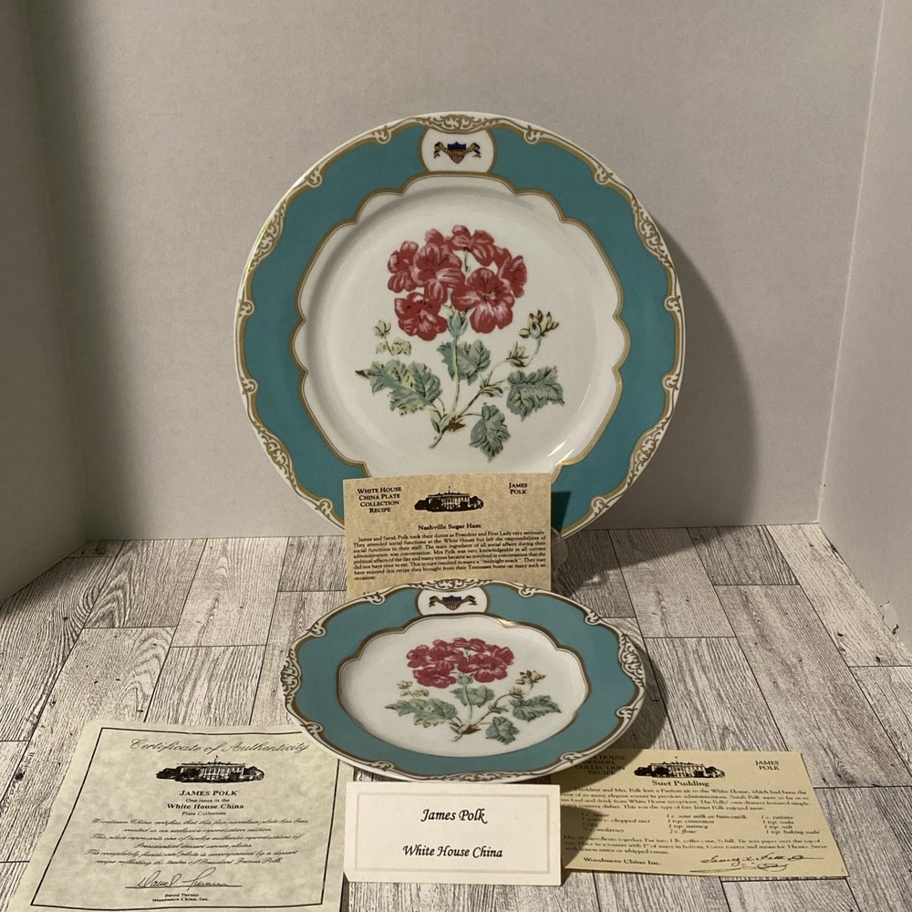 WOODMERE White House Collection JAMES POLK 11" Dinner Plate & 7.5" Dessert Plate